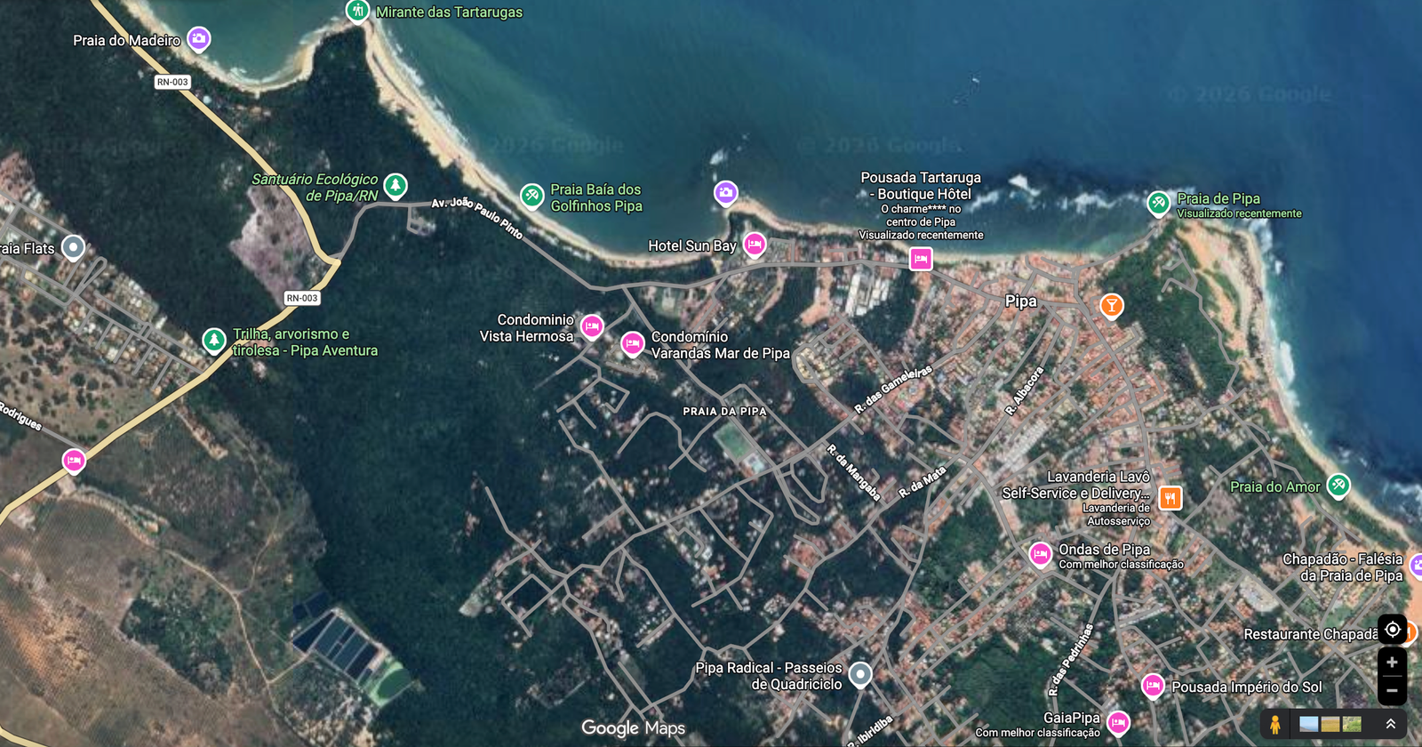 Mapa de regioes da Praia da Pipa